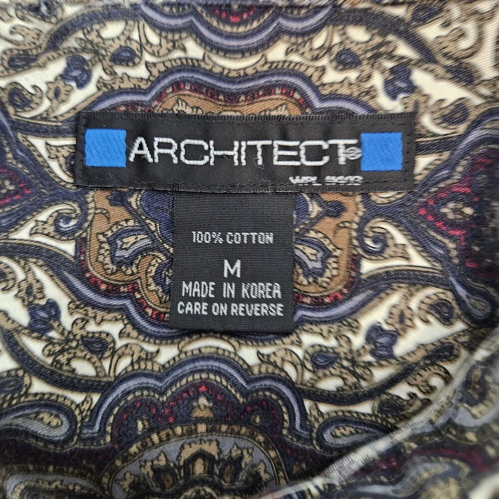 Architect Shirt Mens Sz. M button down long sleeve Geometric browns blues - Picture 7 of 10